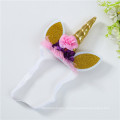 Amazon Top Selling Wholesale Cute Design Unicorn Horn Stirnband mit künstlicher Blume